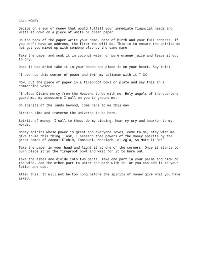 18 Money Ritual for Spiritual Wealth | PDF