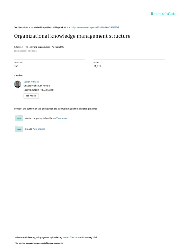 Organizational Knowledge Management Structure Pdf Knowledge