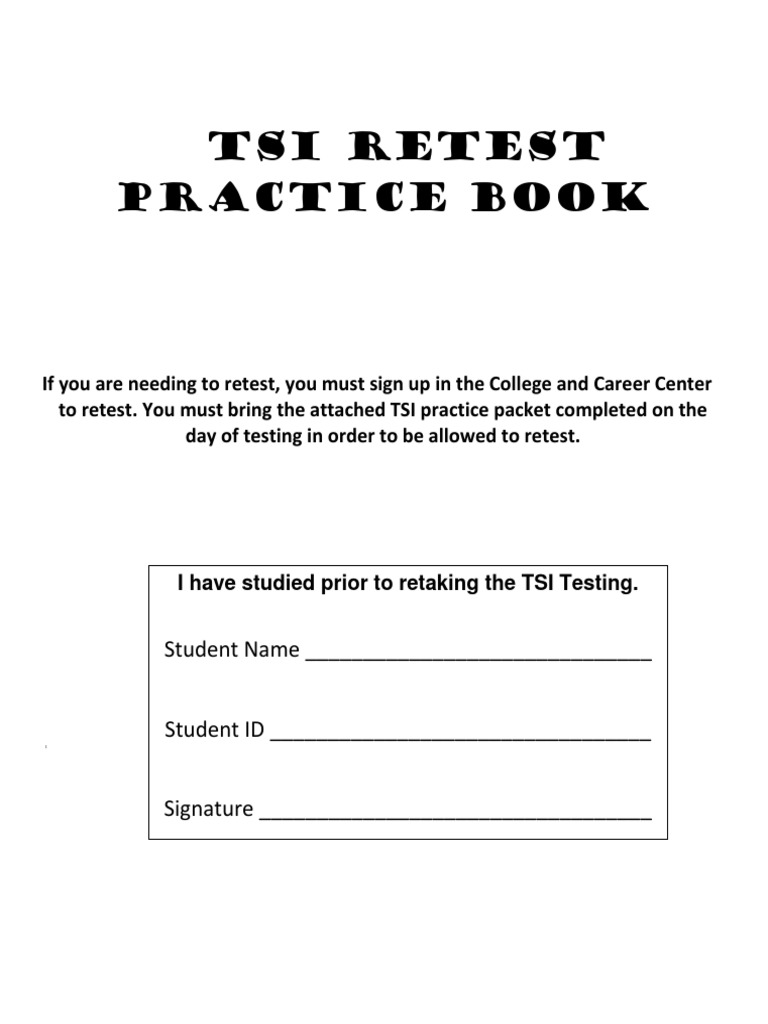 Tsi retest practice a guide to preparing for the tsi arithmetic