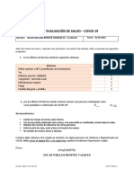 Auto-Evaluación de Salud - Covid-19: Nombre: Oscar William Benitez Vasquez CC