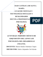 Actividad - Período Crítico de Adquisición Del Lenguaje Psicología Del Desarrollo Infantil