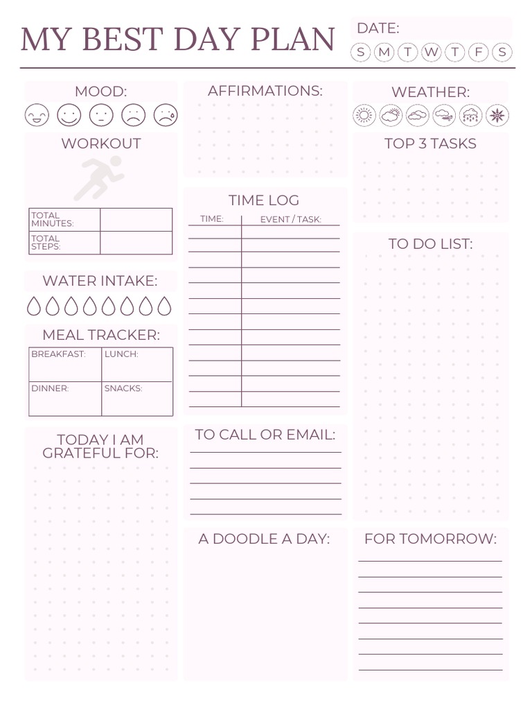 My Best Day Plan Date PDF