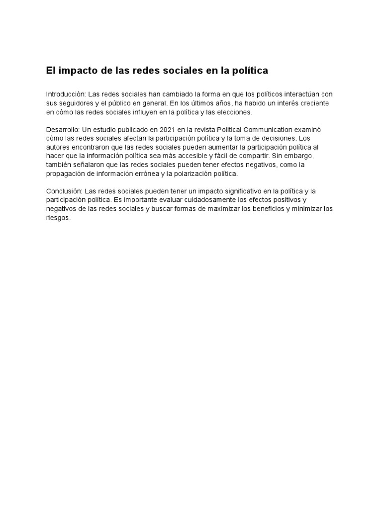 El Impacto de Las Redes Sociales en La Política | PDF