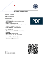 Constancia de trámite de ahorro en oro