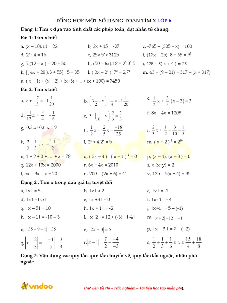 Dang Toan Tim X Lop 6 1 | PDF