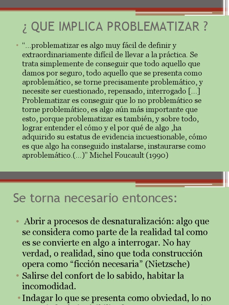 ¿ Que Implica Problematizar ? | PDF | Michel Foucault | Discurso