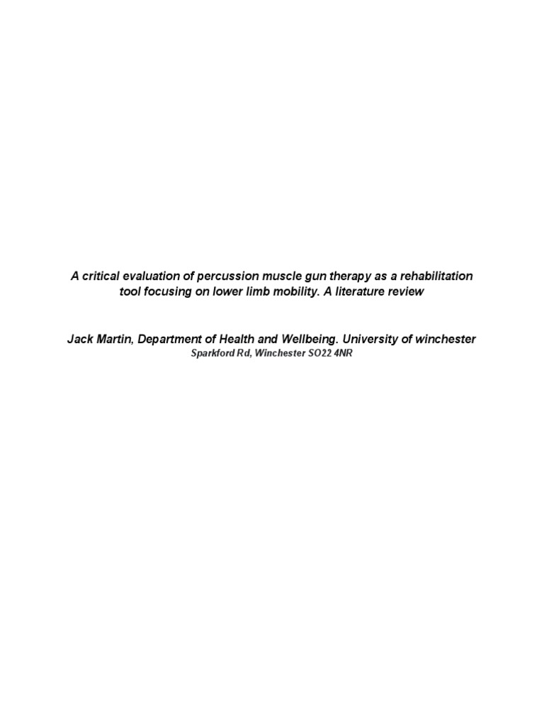 A Critical Evaluation of Percussion Muscle Gun Therapy As A