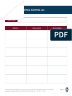 Lessons Learned Response Log: Project Name