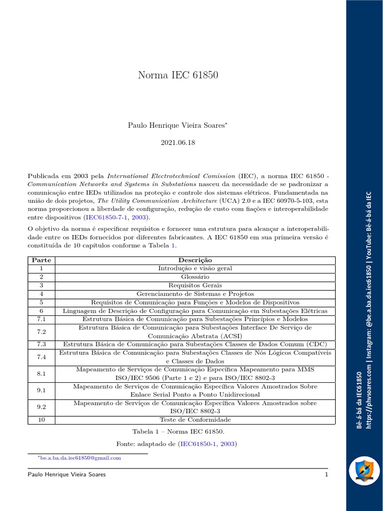 Bab 01 Norma Iec 61850 | PDF | Interoperabilidade | Comunicação