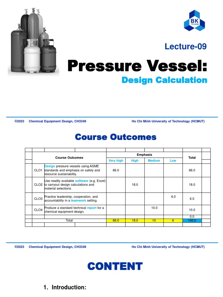 CH3349 Lecture09 Pressure Vessel Calculation PDF Stress (Mechanics) Building Engineering