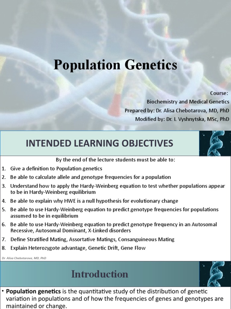 Introduction to Population Genetics | PDF | Dominance (Genetics) | Zygosity