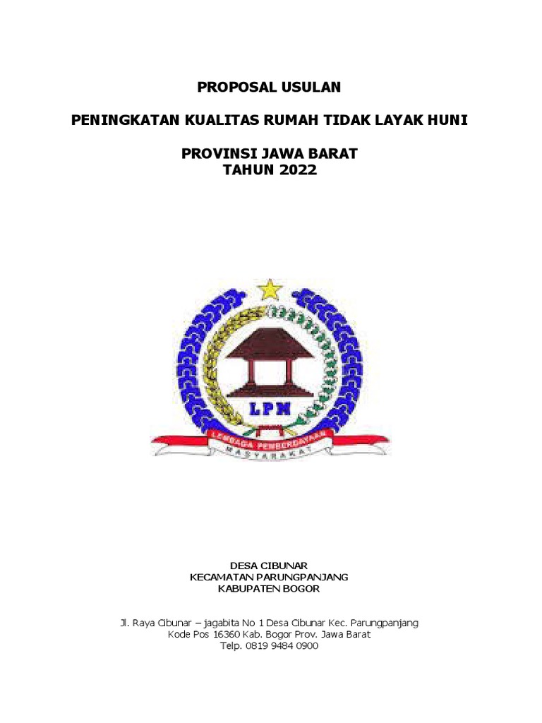 Usulan RUTILAHU Desa Cibunar Bogor | PDF