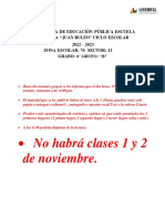 No Habrá Clases 1 y 2: de Noviembre