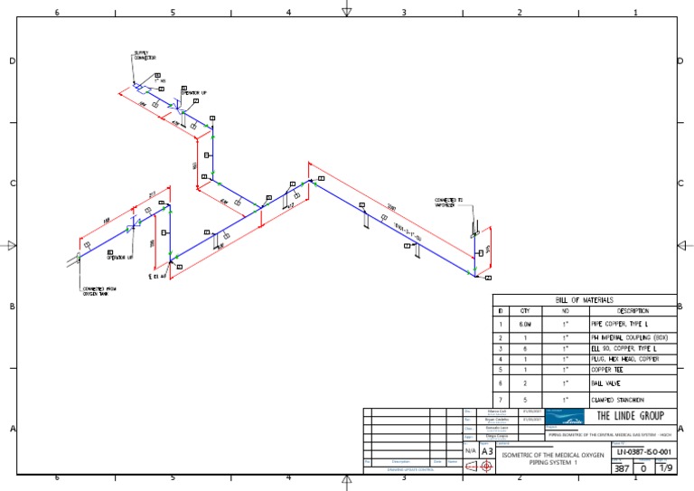 Medical Oxygen Piping Isometric Drawing | PDF | Industrial Gases | Gases