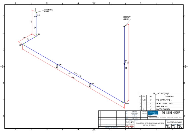 Medical Oxygen Piping Isometric Drawing | PDF | Industrial Gases | Gases