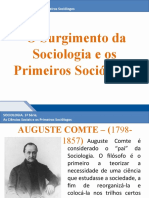 O Surgimento Da Sociologia e Os Primeiros Sociólogos