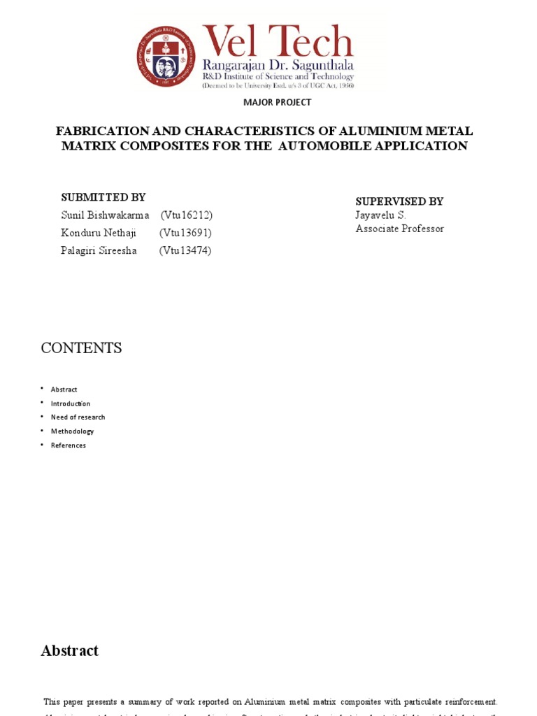 Fabrication and Characteristics of Aluminium Metal Matrix Composites ...