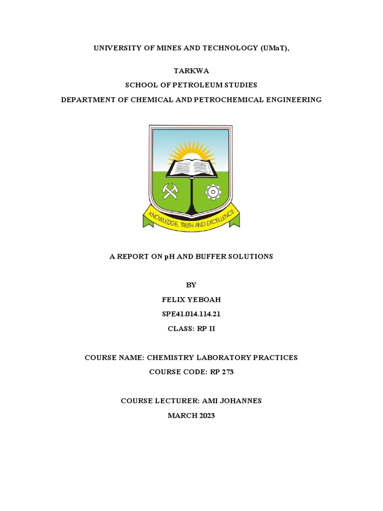 LAB REPORT Buffer and PH Experiment | PDF | Buffer Solution | Acid