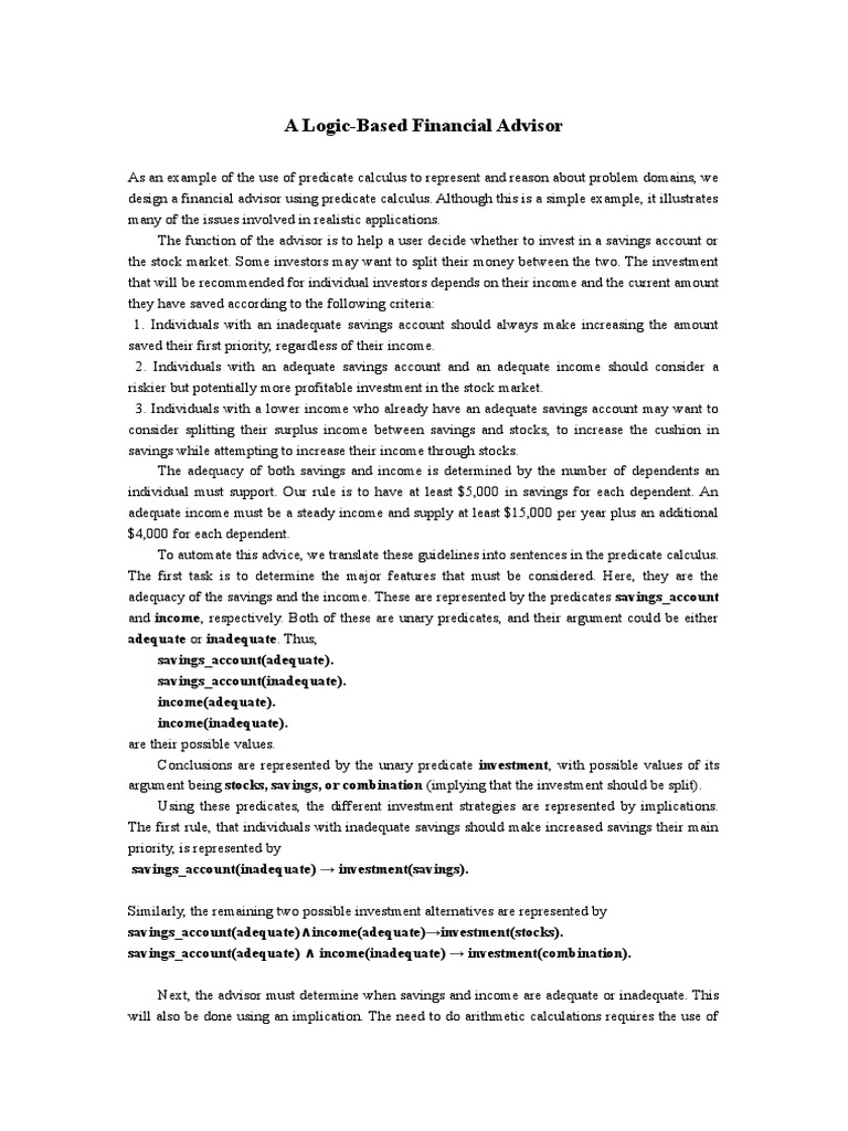 Financial Advisor | PDF | Logical Consequence | Investing
