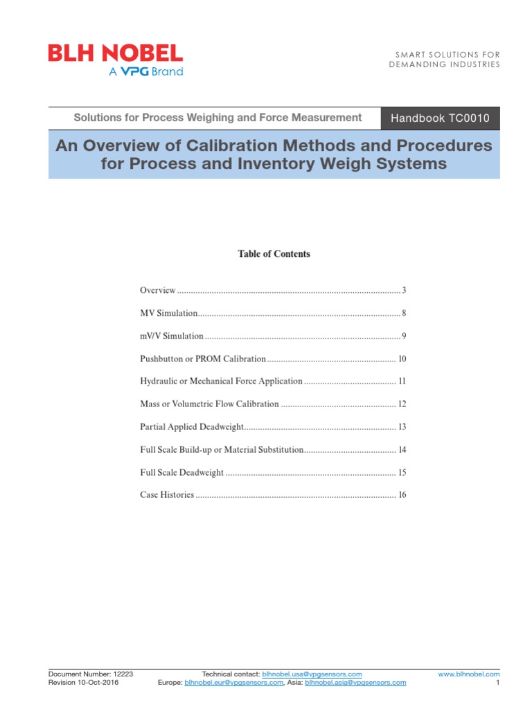 An Overview of Calibration Methods and Procedures For Process and