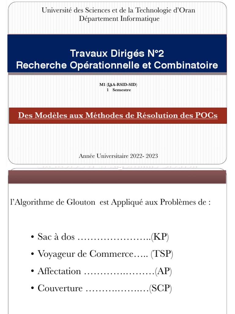 Algorithmes Gloutons et Programmation Dynamique | PDF | Analyses ...