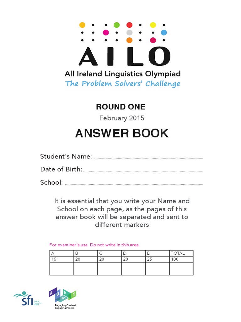 AILO Round 1 Answer Booklet | PDF | Runes | Orthography