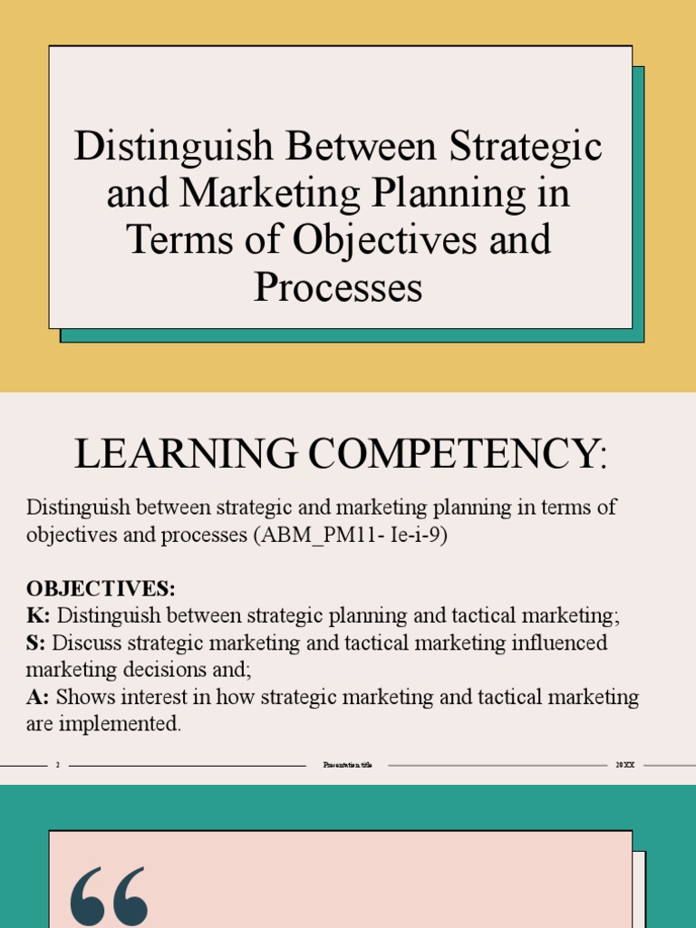 Differences Between Strategic and Tactical Marketing Planning | PDF ...