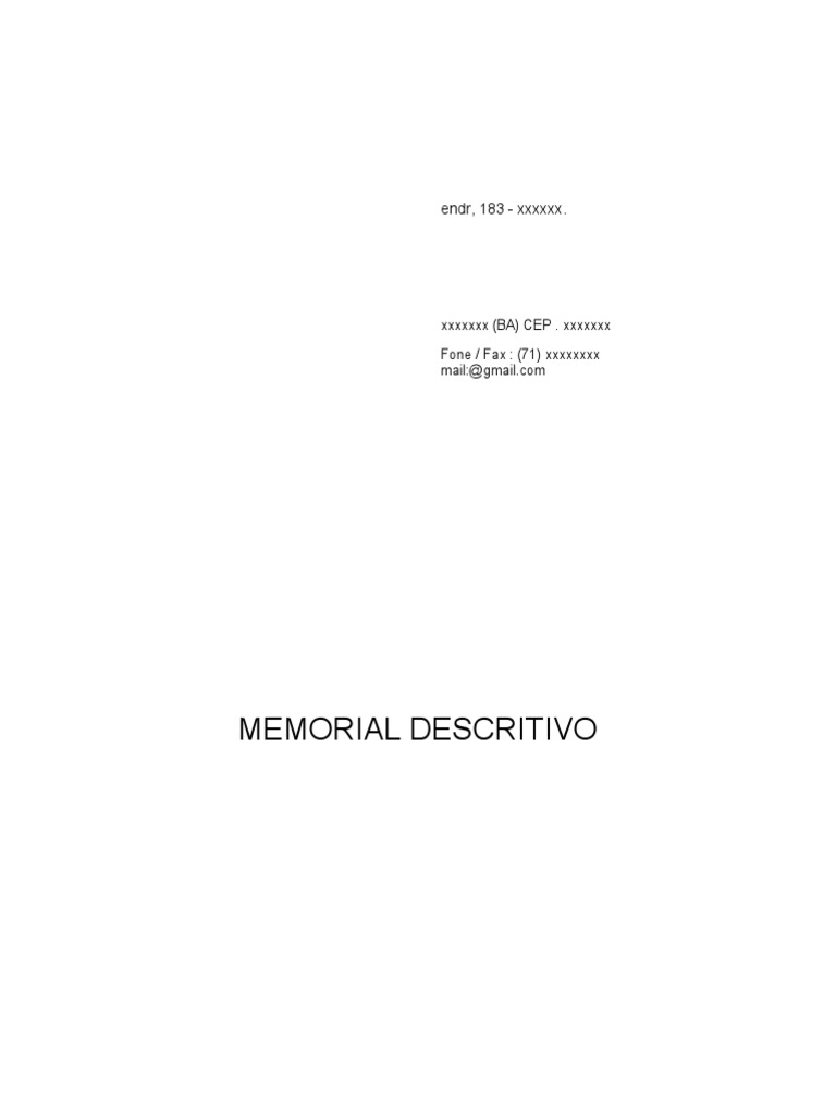 Memorial Descritivo do Prédio Residencial | PDF