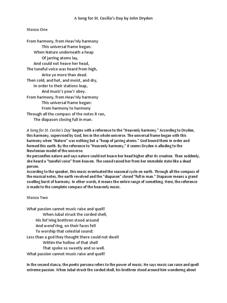 St. Cecilia's Day: A Poetic Tribute | PDF | Classics