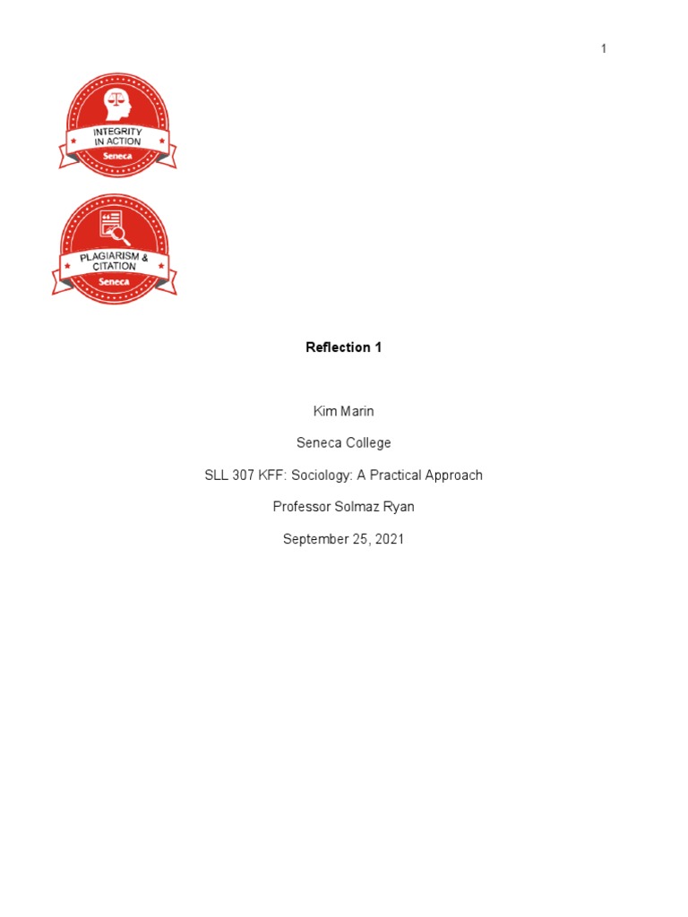 Sociology Reflection 1 | PDF