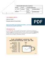 Conocimientos Previos: Observa El Video Preguntas Alusivas A La Autoestima