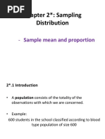 Chapter 2 : Sampling Distribution: - Sample Mean and Proportion