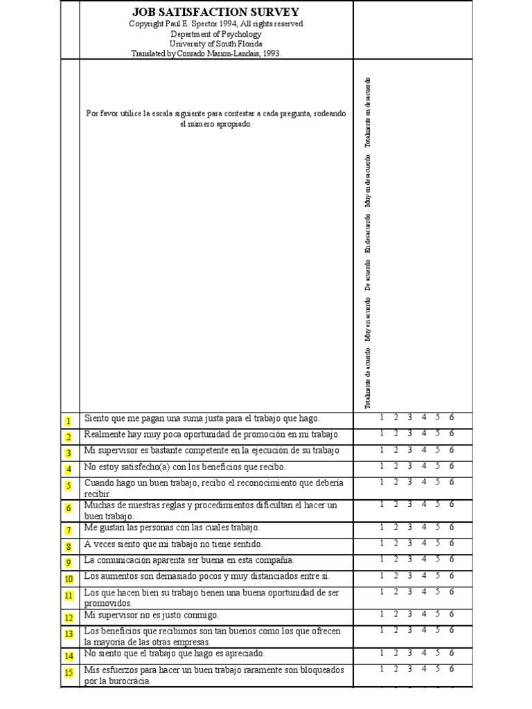 Job Satisfaction Survey Version Completa