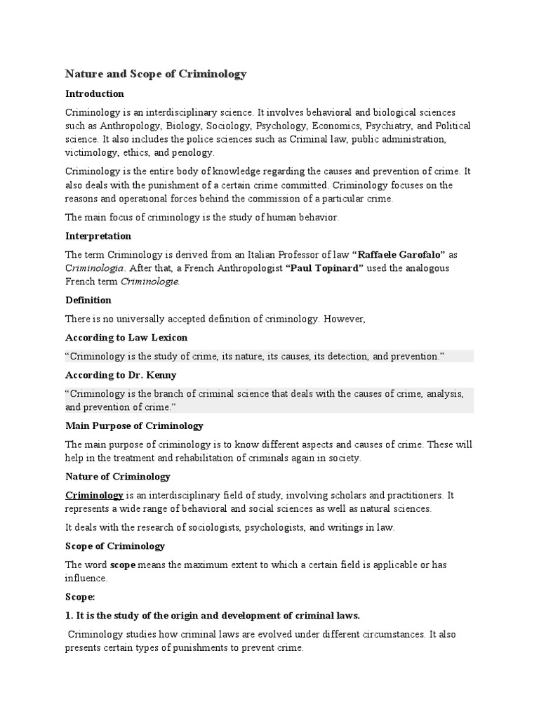 Scope Of Criminology Pdf