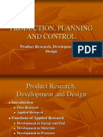 Production, Planning and Control: Product Research, Development and Design