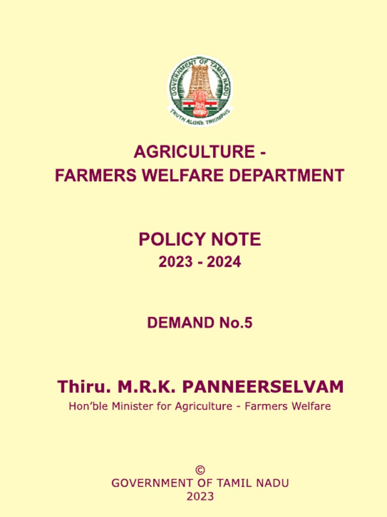 Tamil Nadu Agriculture Budget 2023 - 24 | PDF | Agriculture | Organic ...