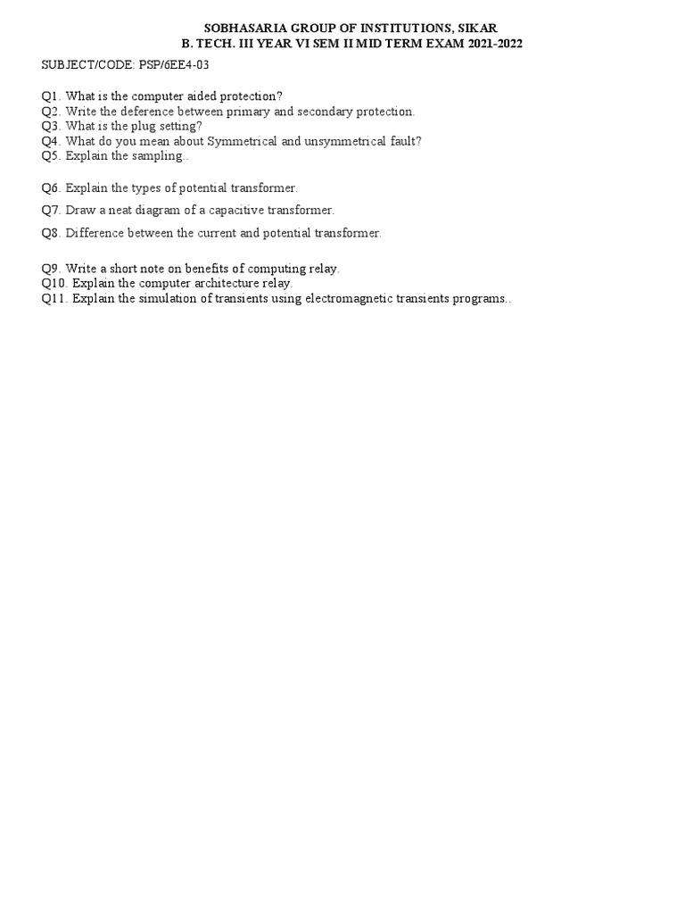 Subject code psp 6ee4 03 sobhasaria group of institutions sikar b