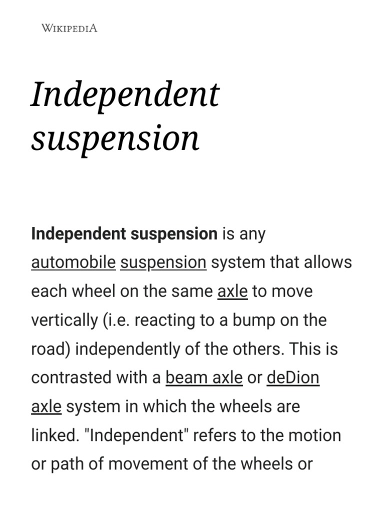 An InDepth Look at Independent Suspension Systems Designs, Advantages