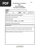 The University of Warwick WMG MSC Programmes Post Module Assignment