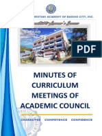Minutes of Curriculum Meetings of Academic Council: Maranatha Christian Academy of Baguio City, Inc