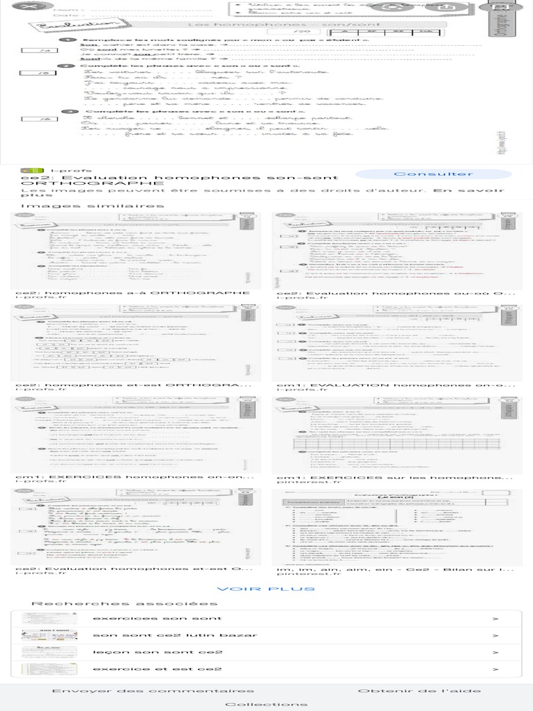 Exercices Homophones A/à Et/est On/ont Son/sont Cm1 Pdf Evaluation Ce2 Homophones On Ont Son Sont - Recherche Google | PDF