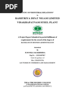 Rashtriya Ispat Nigam Limited Visakhapatnam Steel Plant: A Study On"Industrial Relations"