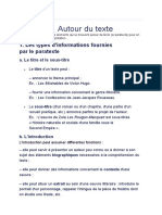 Autour Du Texte: 1. Les Types D'informations Fournies Par Le Paratexte