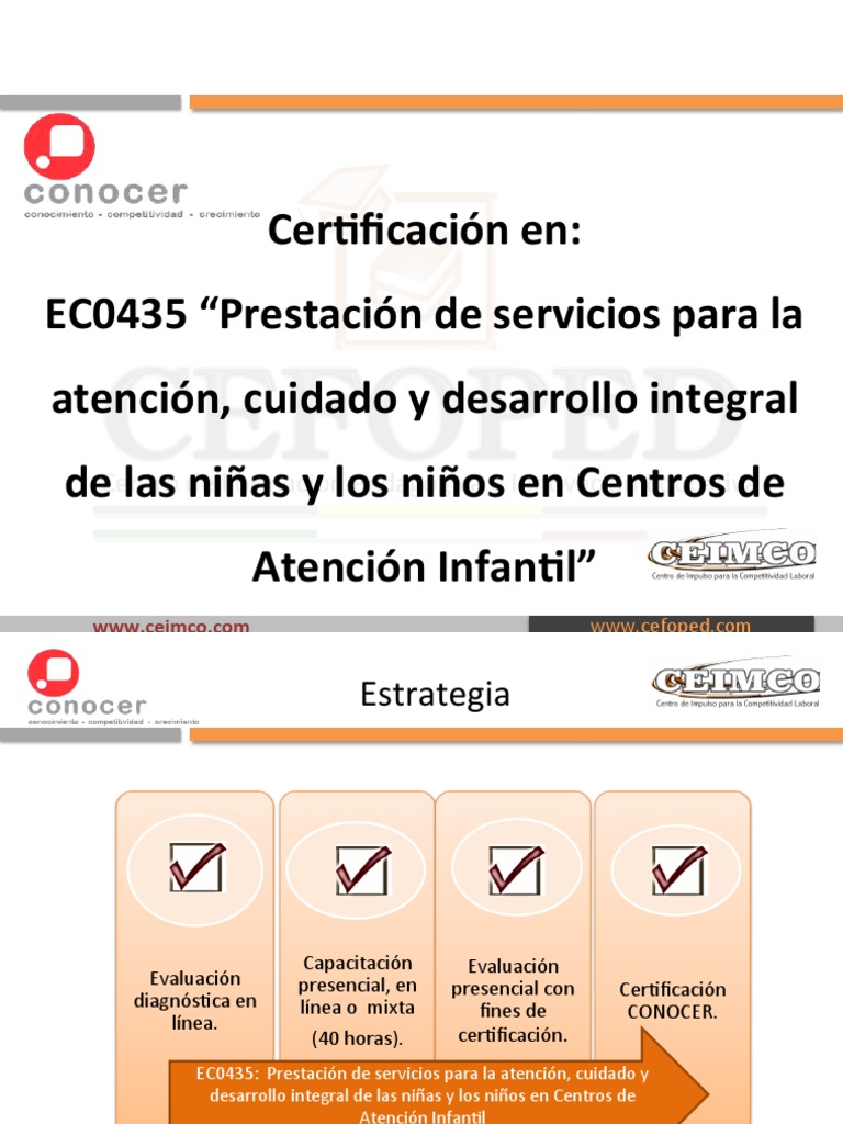 EC0435 Prestación de Servicios para La Atención, Cuidado y Desarrollo ...