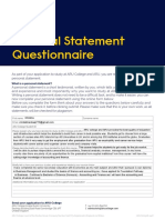 Aru College Personal Statement Questionnaire May 2020