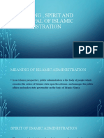 Meaning, Spirit and Principal of Islamic Administration