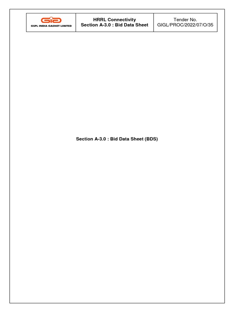 HRRL Connectivity Bid Data Sheet | PDF