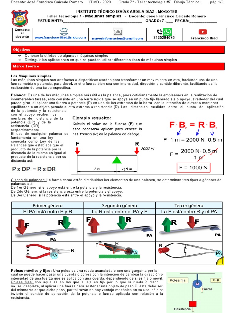 7 Taller Tecnología 7 Máquinas Simples Pdf