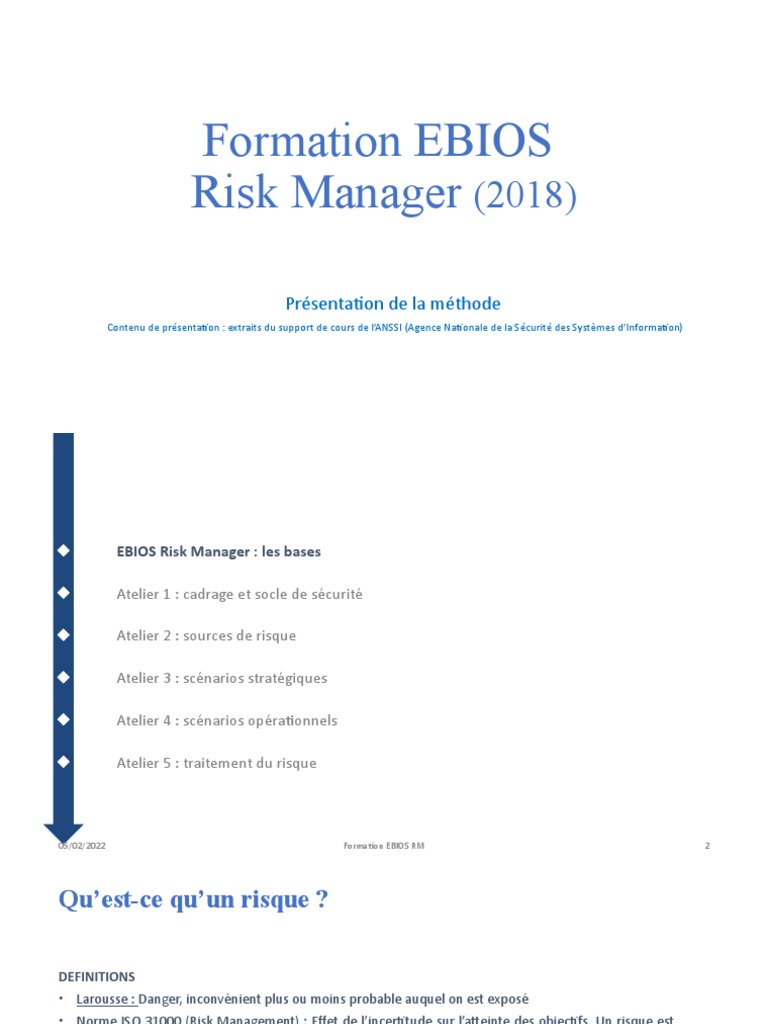 Formation EBIOS Risk Manager 2022 | PDF | Sécurité des systèmes d ...