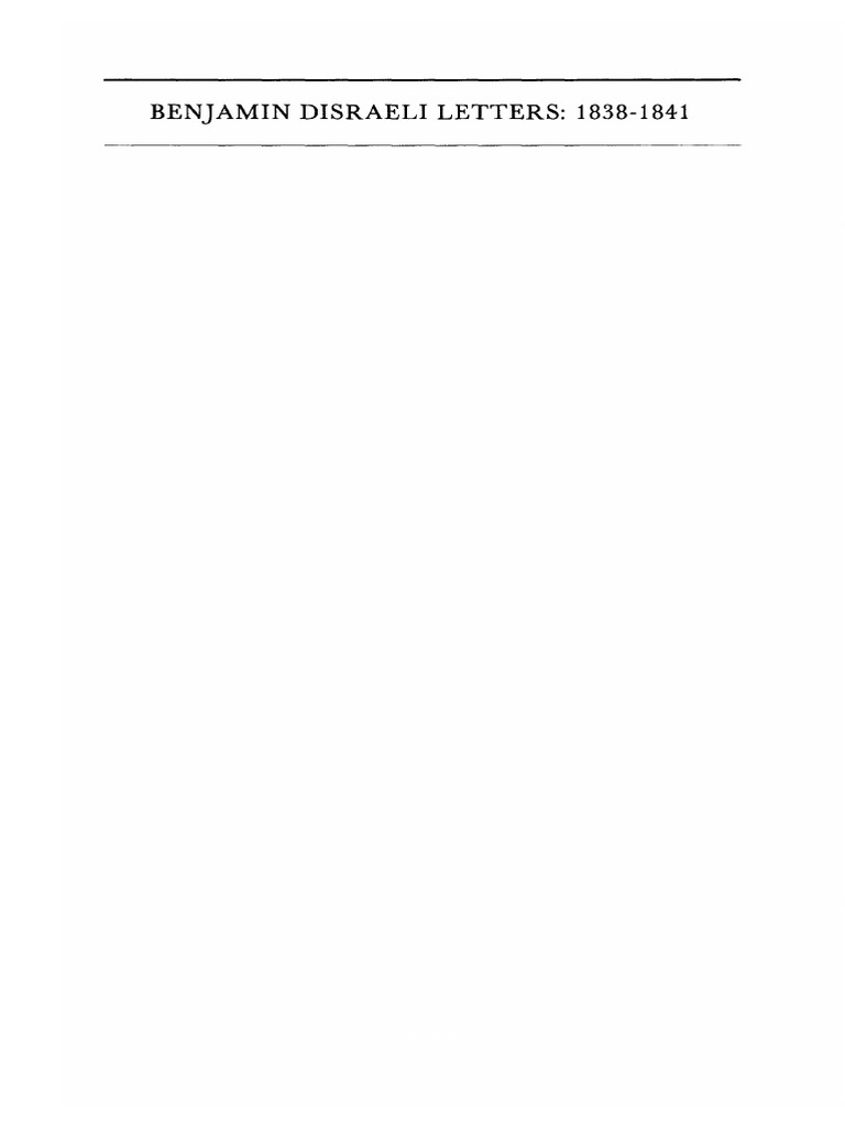 Benjamin Disraeli Letters 18381841 PDF